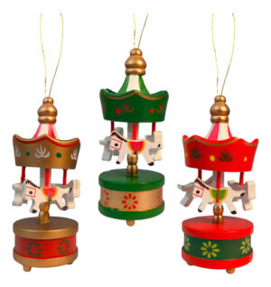 Adorno Para Arbol Calesita Artesanal Navidad Set X3 U - Navidad