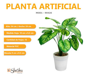 Planta Artificial C Maceta Hojas Calidad Premium - Jardines Verticales y Plantas