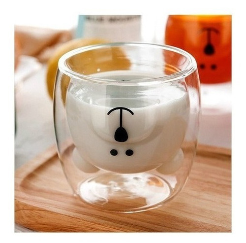 Taza Mug De Vidrio Doble Pared Oso Cafe M1  –