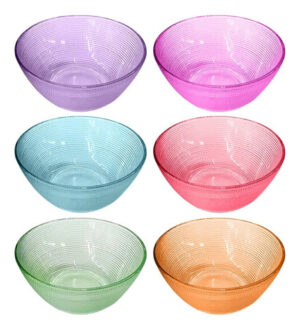 Set De 6 Compoteras De Vidrio Colores 12.5 Cm - - Bazar