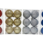 Adornos Navidad Bolas Glitter 7cm X12 Unid *   Navidad