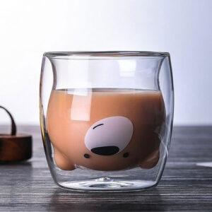 Taza Mug De Vidrio Doble Pared Oso Cafe M1  - - Bazar