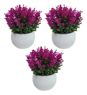 Flor Planta Con Maceta Jardin Artificial M14 X3 Unid - Jardines Verticales y Plantas