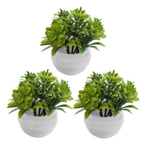 Planta Artificial Flor Con Maceta M3 Jardin X3 Unid - - Jardines Verticales y Plantas
