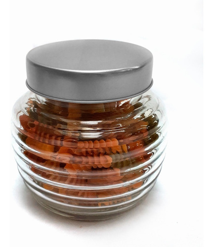Frasco Vidrio Hermético Multiuso Tapa Plata M2 G