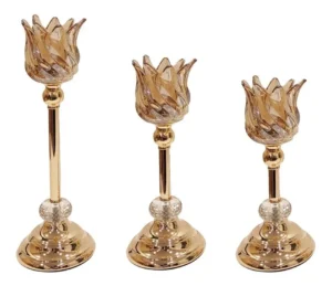 Candelabro Porta Velas Vidrio x3 M2 - Centros de Mesa