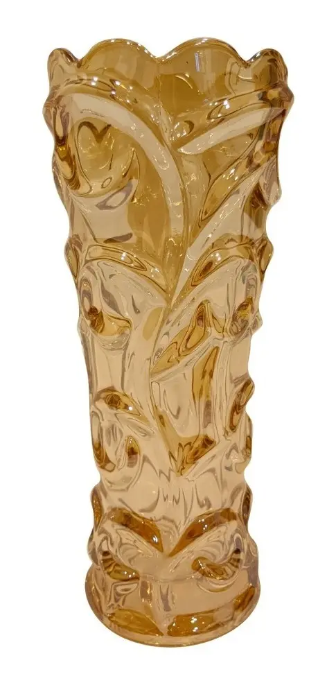 Florero De Vidrio Adorno Decorado Labrado M14