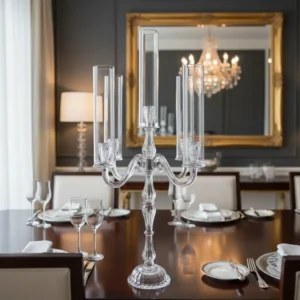 Candelabro Porta Vela De Vidrio Deco M5 - Centros de Mesa