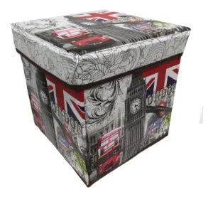 Caja Organizador Forrada Asiento Puff Vintage - Bazar