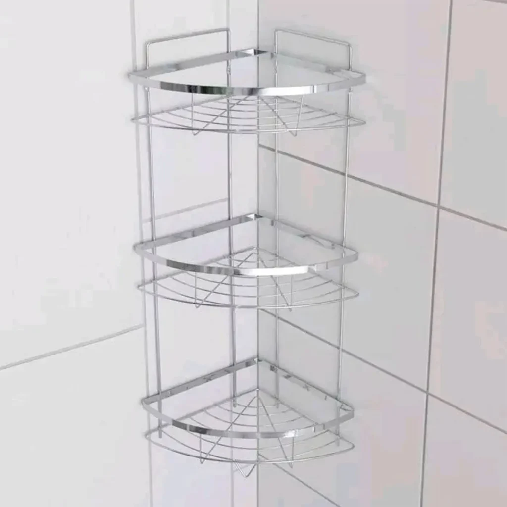 Organizador Esquinero De Baño Cromado 3 Estantes M1