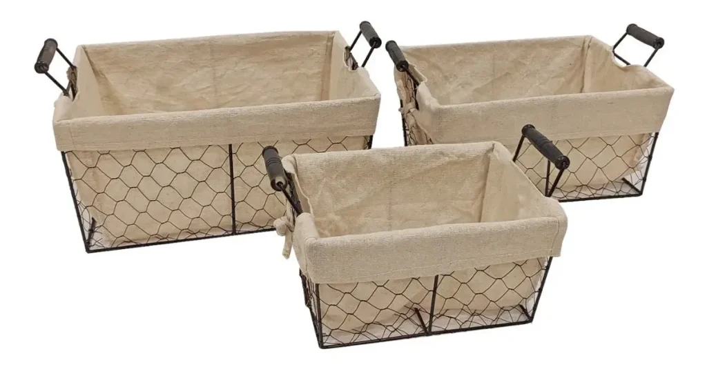 Canastos Organizadores Metal C/tela X3 M2