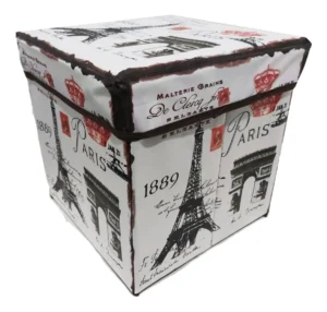 Caja Organizador Forrada Asiento Puff Vintage - Bazar
