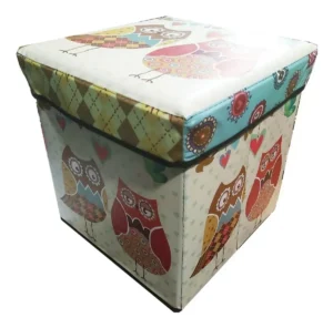 Caja Organizador Forrada Asiento Puff Vintage - Bazar