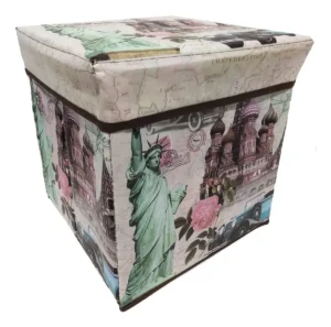 Caja Organizador Forrada Asiento Puff Vintage - Bazar