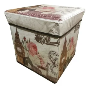 Caja Organizador Forrada Asiento Puff Vintage - Bazar