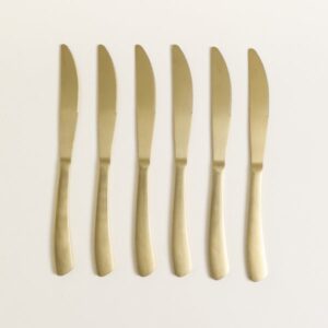 SET X 6 UTENSILIOS DE MESA LISBOA DORADO MATE 22CM - Bazar