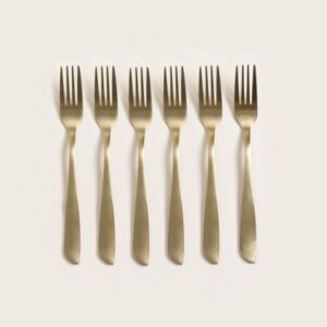 SET X 6 UTENSILLOS DE MESA LISBOA DORADO MATE 20CM - Bazar