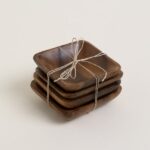 SET DE 4 COPETINEROS CUADRADOS ACACIA MANILA 10X10 CM