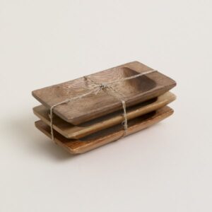 SET DE 3 COPETINEROS RECT ACACIA MANILA 16,5X9 CM - Bazar