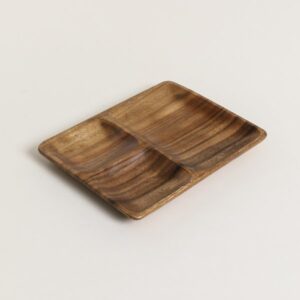 BANDEJA ACACIA RECTANGULAR DE 3 DIVISIONES MANILA 25,5X19 CM - Bazar