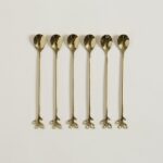SET X 6 CUCHARAS MILKSHAKE DE ACERO DORADO STEM 19 CM