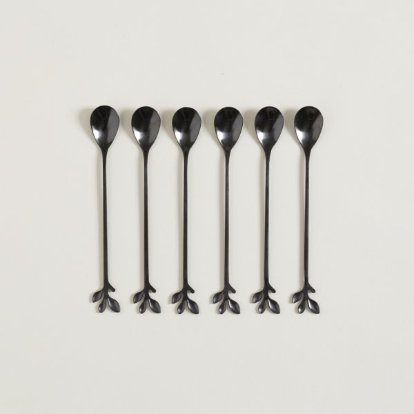 SET X 6 CUCHARAS LARGAS ACERO NEGRO STEM 16,5 CM