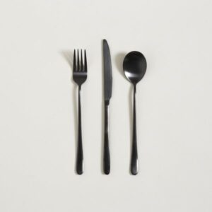 SET X 3 UTENSILIOS DE MESA MANCHESTER NEGROS 22 CM - Bazar