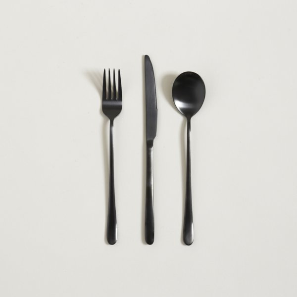 SET X 3 UTENSILIOS DE MESA MANCHESTER NEGROS 22 CM