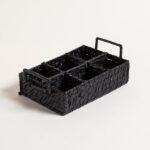 PORTA UTENSILIOS RECTANGULAR DE 6 CAVIDADES VINH NEGRO 27X17X7 CM