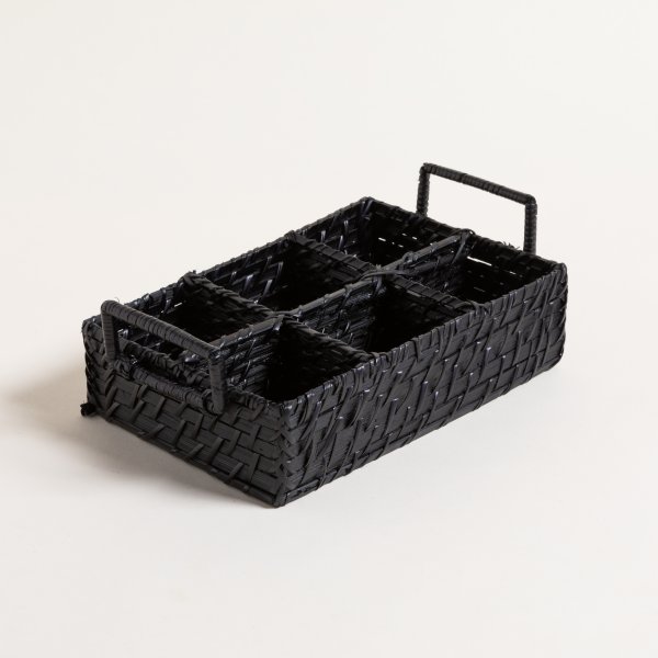 PORTA UTENSILIOS RECTANGULAR DE 6 CAVIDADES VINH NEGRO 27X17X7 CM
