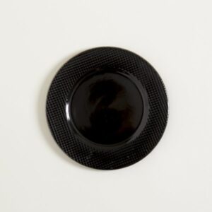 PLATO POSTRE ABU DHABI NEGRO BORDE DORADO 21 CM - Bazar