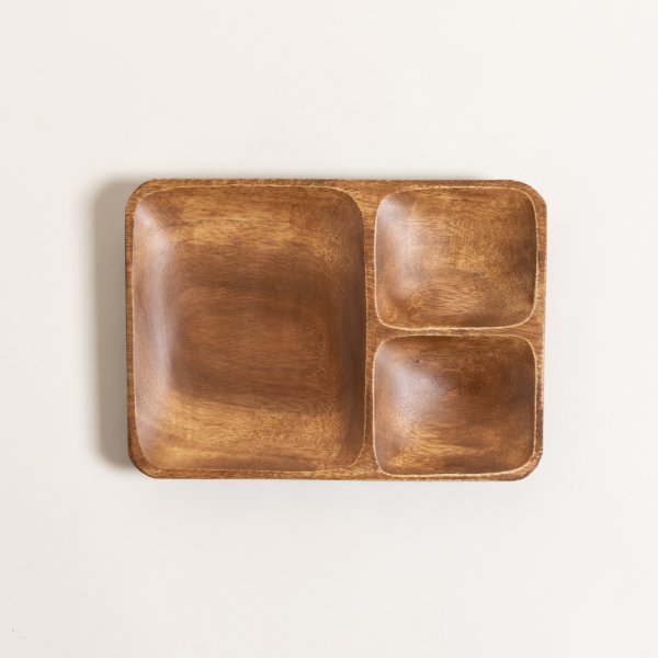 BANDEJA ACACIA RECTANGULAR DE 3 DIVISIONES MANILA BLACK 25,5X19 CM