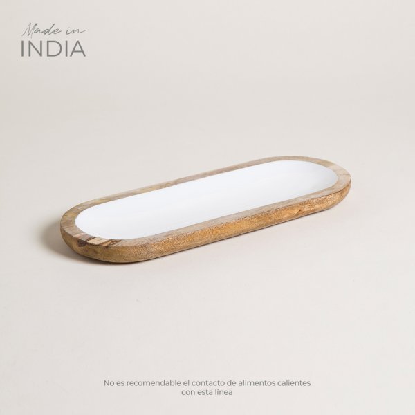 BANDEJA DE MADERA ESMALTADA SAHA 35X13 CM