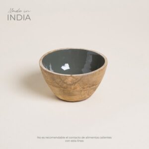 BOWL DE MADERA ESMALTADA SAHA GREY 300 ML - Bazar
