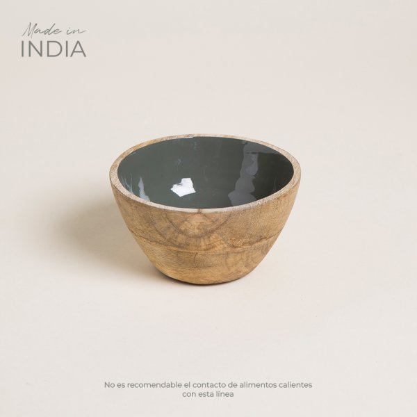 BOWL DE MADERA ESMALTADA SAHA GREY 300 ML