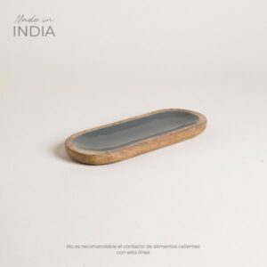BANDEJA DE MADERA ESMALTADA SAHA GREY 30X13 CM - Bazar