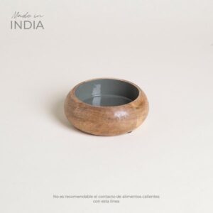 MINI BOWL DE MADERA ESMALTADA SAHA GREY 200 ML - Bazar