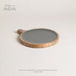TABLA REDONDA DE MADERA ESMALTADA SAHA GREY 32 CM