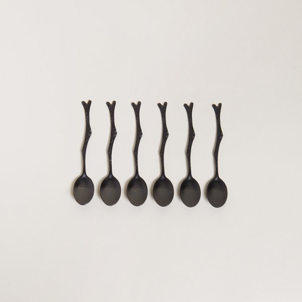 SET X 6 CUCHARITAS PINCER NEGRO MATE 12,5 CM