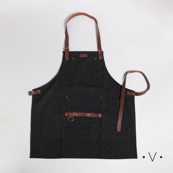 DELANTAL DE COCINA NEGRO 75X68 CM