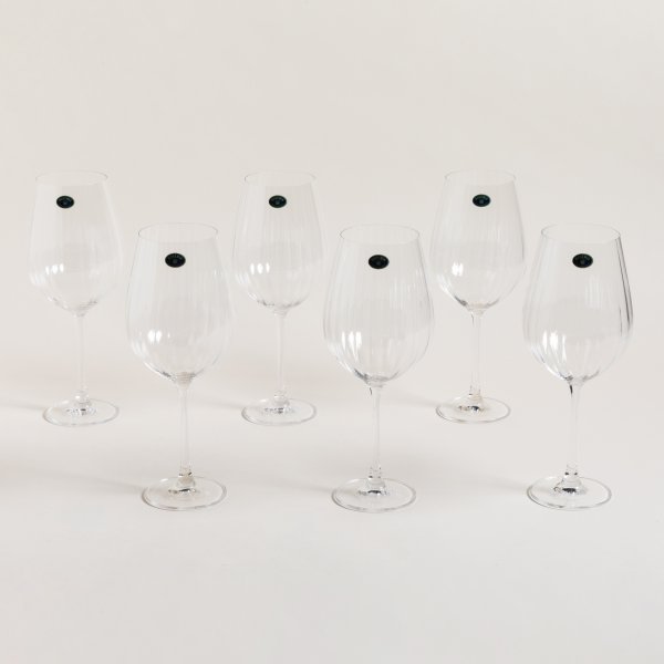SET X 6 COPAS DE CRISTAL DE BOHEMIA COLUMBA OPTIC 850 ML