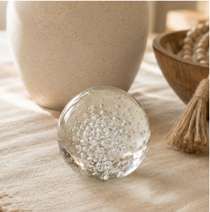 Bola decorativa de vidrio transparente con burbujas internas - Deco