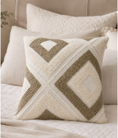 Almohadón decorativo con diseño geométrico en tonos naturales - Deco