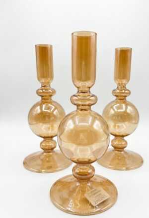 Portavela Vidrio Ambar 16x9cm - Deco