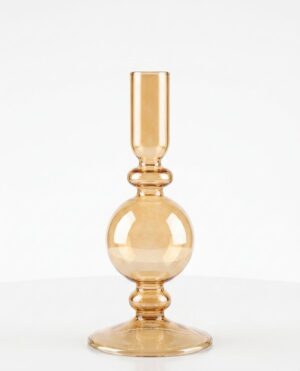 Portavela Vidrio Ambar 16x9cm - Deco